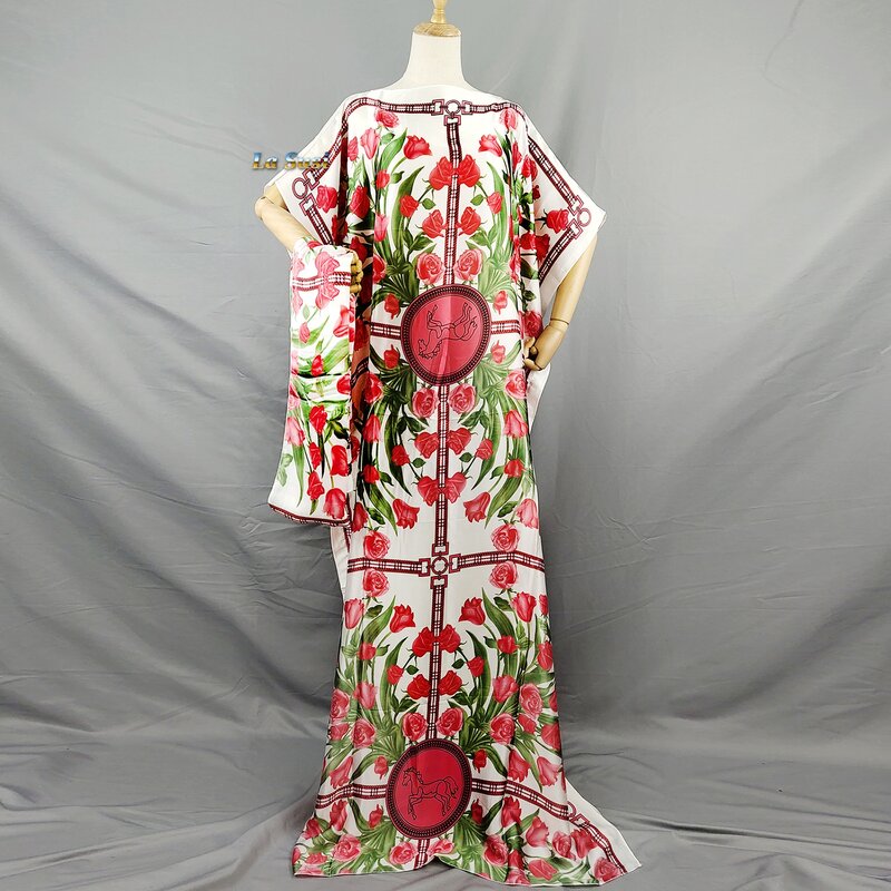 Комплект из 2 предметов, длинное мусульманское платье на Рамадан, с цветочным принтом
