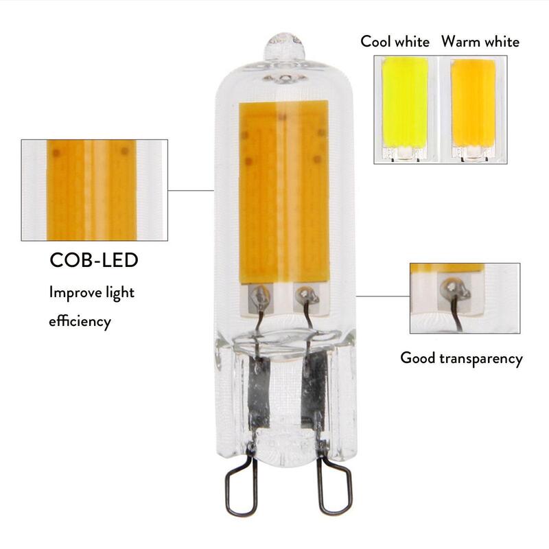 Le lampadine a LED G9 7W 9W 12W AC220V 230V le lampade a LED in vetro COB sostituiscono la lampadina alogena per lampadari a sospensione