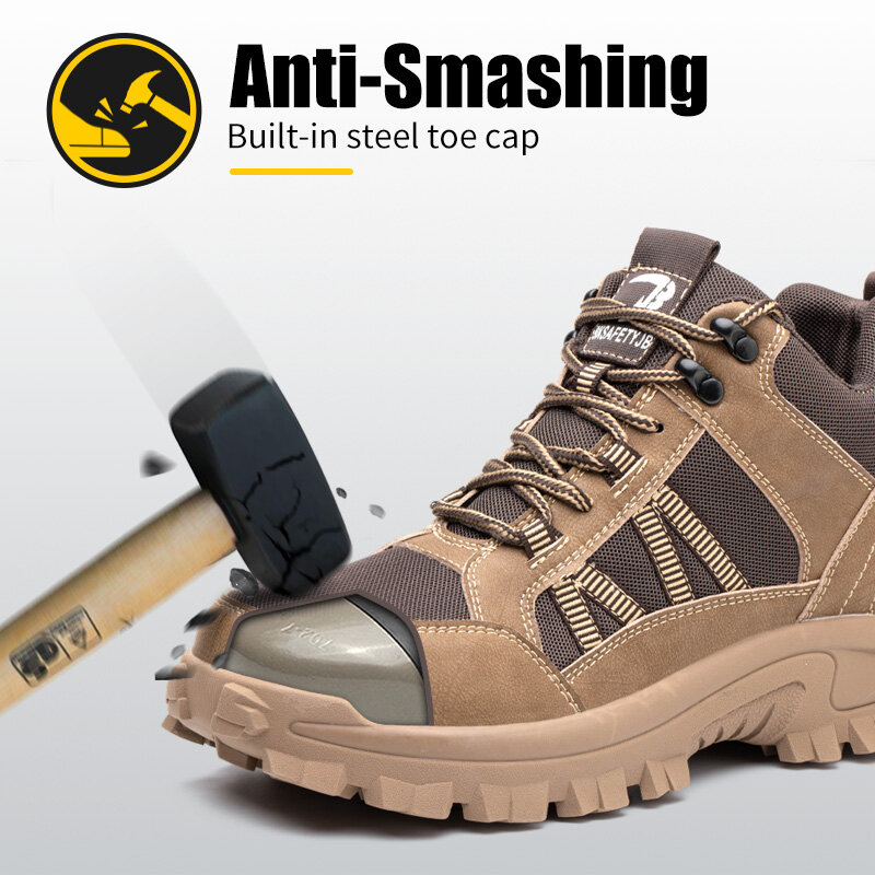 2021 novo homem respirável sapatos de segurança botas de tornozelo sapatos de trabalho indestrutível dedo do pé de aço macio anti-piercing tênis de trabalho