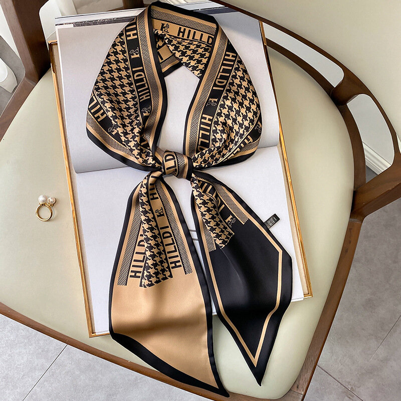 Luxus Seide Haar Schal für Frauen Weibliche Haar Krawatte Schals Foulards Kopf Bands Wraps Halstuch Haar Zubehör