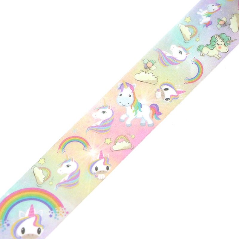 1 rollo de cinta adhesiva Washi de unicornio para álbum de recortes, papel decorativo, papelería japonesa