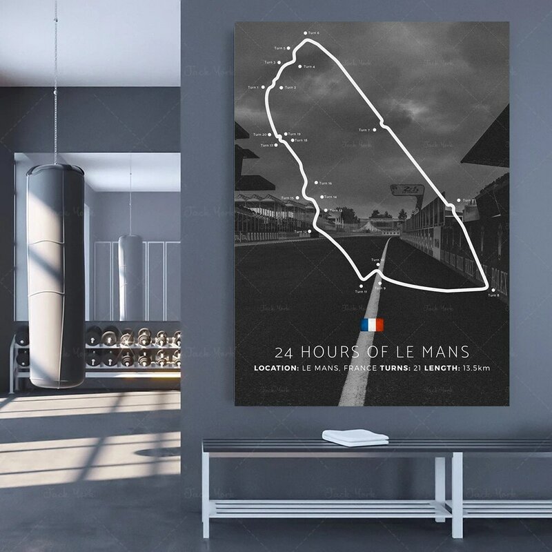 Картина на холсте, современный гигантский постер 24H Le Mans circuit