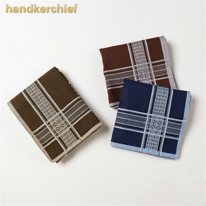 3 pezzi di fazzoletto da uomo in raso di cotone Jacquard fazzoletto da lavoro linea scura tovagliolo tasca di fascia alta quadrato Harajuku Furoshiki Mendil