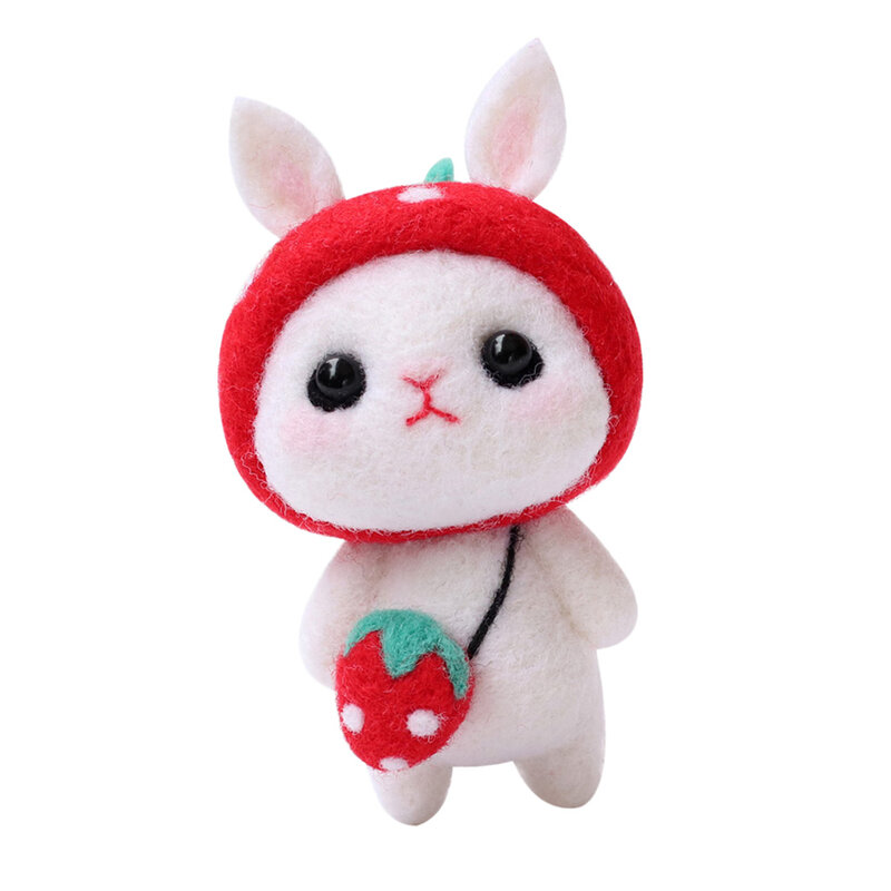 Lovely Rabbit Wool Felting Kit Tool Supplies, Animal Doll, DIY Handmade Craft Needle Felting Material Bag