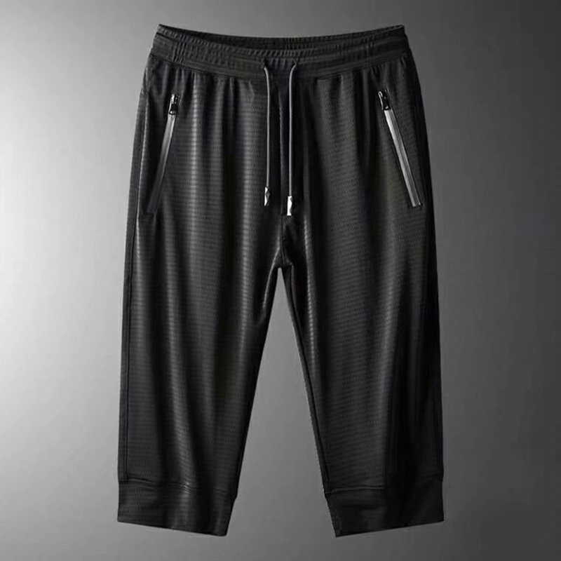 Pantalones deportivos informales para hombre, de seda de hielo, ultrafinos, transpirables de secado rápido, con aire acondicionado, talla grande, para verano