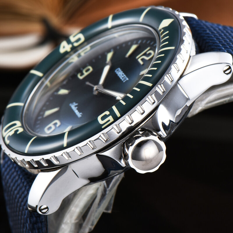 Corgeut 45mm design do esporte relógio de luxo marca superior mecânico luminoso mãos automático auto-vento vintage relógio masculino