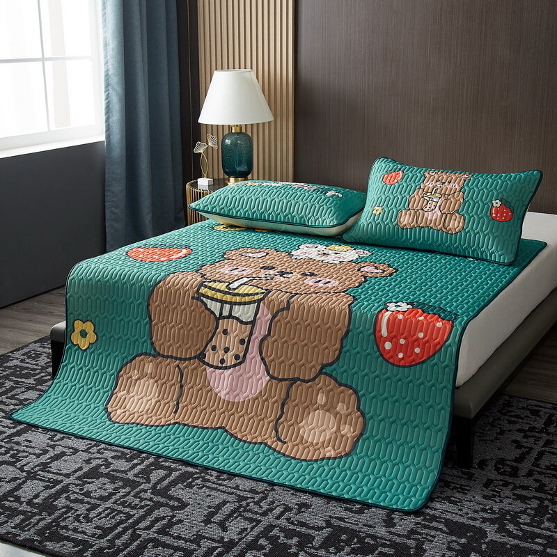 Set di tappetini da letto in lattice trapuntato estivo con federa tappetino da letto pieghevole antiscivolo per la casa