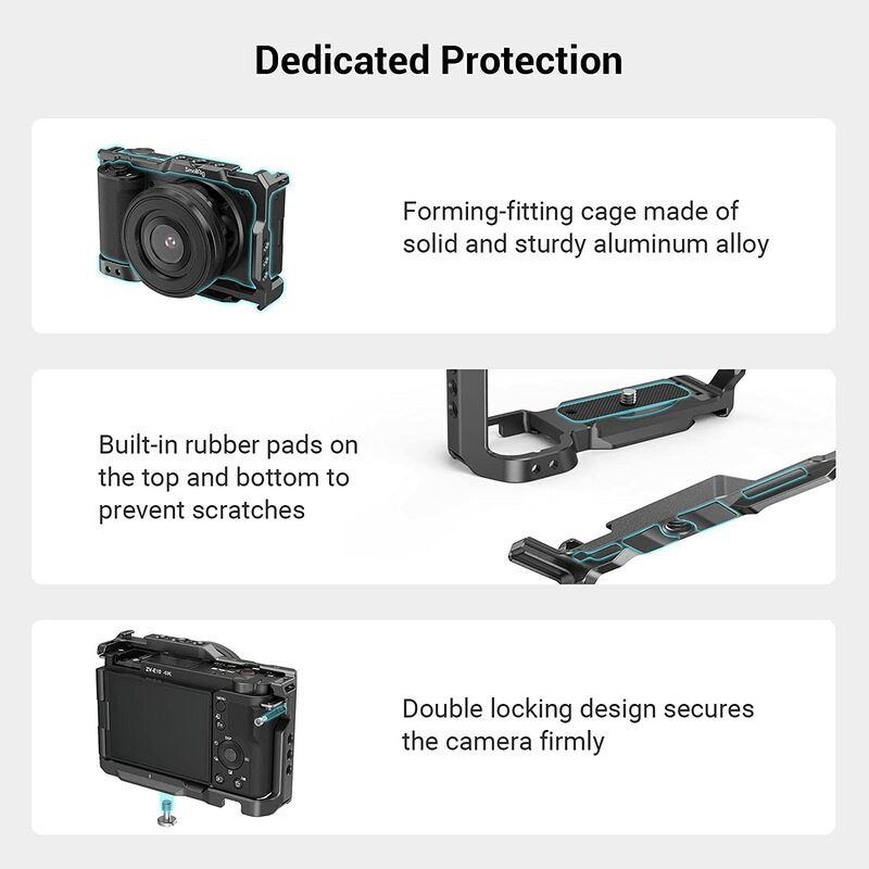 Gabbia per fotocamera SmallRig Sony ZV-E10 con manico in Silicone e custodia in pelle Kit piastra inferiore per Sony ZV-E10 3531