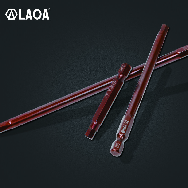 LAOA-육각 비트 전기 S2 재질 비트 1 개, H1.5/2/2.5/3/4/5/6mm 50/100/150mm 길이 마그네틱 육각 비트