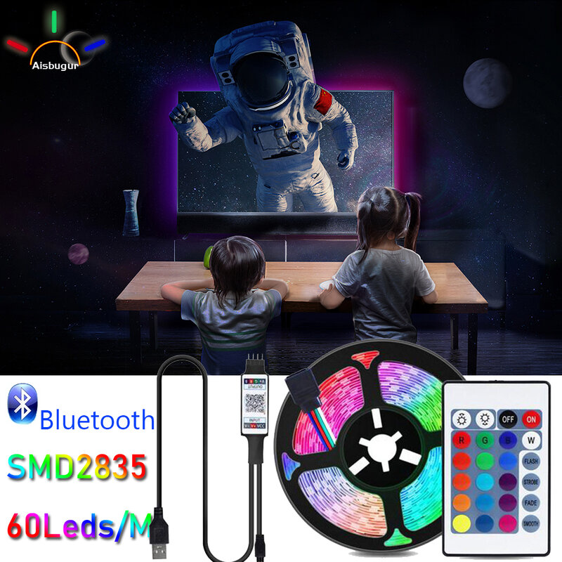 Cahaya Sekitar TV 5V 2835 Strip Lampu LED RGB USB Lampu Pita Tahan Air Lampu Led TV Ambien Dekorasi Ruang Keluarga Bluetooth
