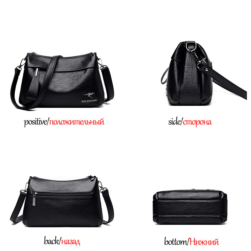 Retro Leather Crossbody Shoulder Bags for Women 2021 New Simple Solid Color Multiple Compartments Designer Messenger Bag