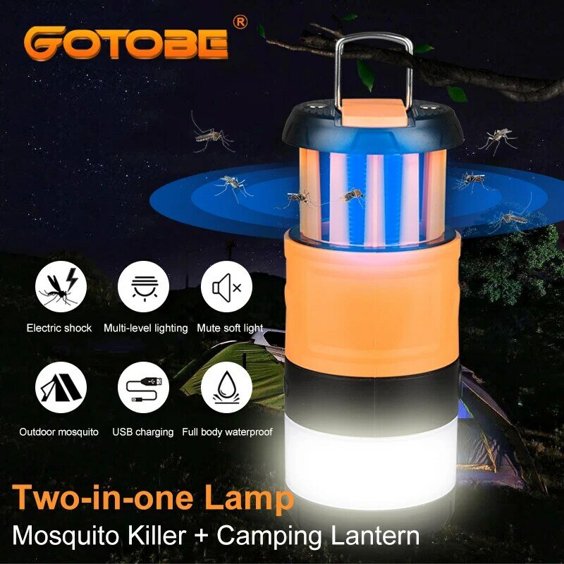 Electric Mosquito Killer Bug Zapper Insect Killer Waterproof USB Charging Mosquito Camping Mosquito Killer Lamp With Flashlight