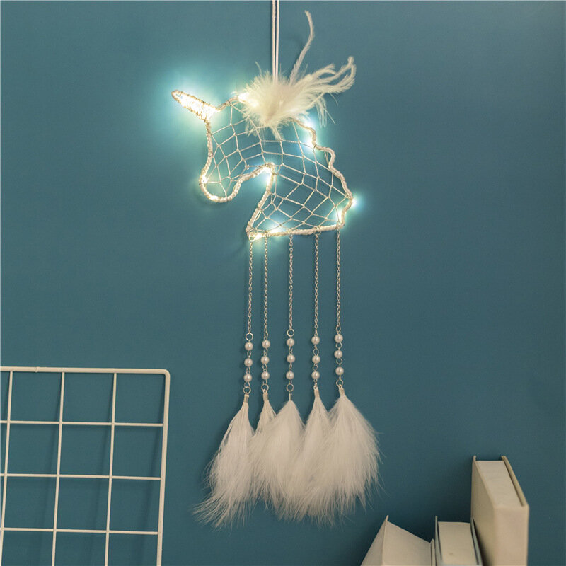 Unicorn Dream Catcher campanelli eolici decorazioni appese piuma appesa regali d'arte per gli amici delle dinosauri regali creativi per san valentino