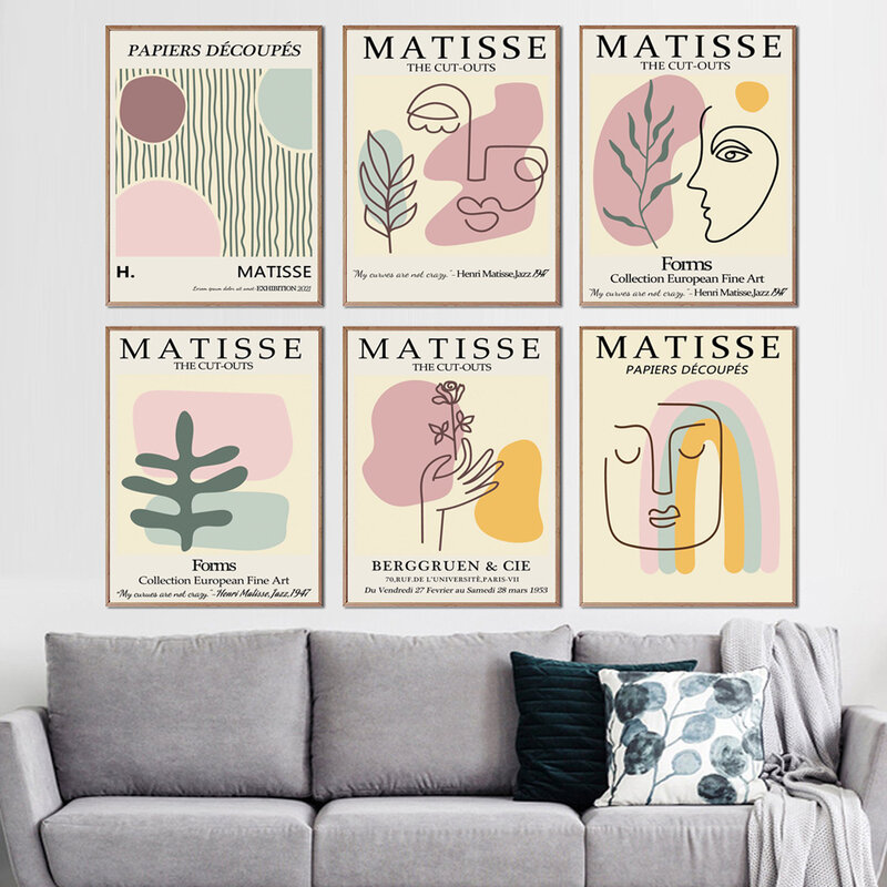 Nordycki współczesny minimalistyczna sztuka Matisse plakat abstrakcyjny kształt płótno malarstwo salon korytarz biuro dekoracja domu mural