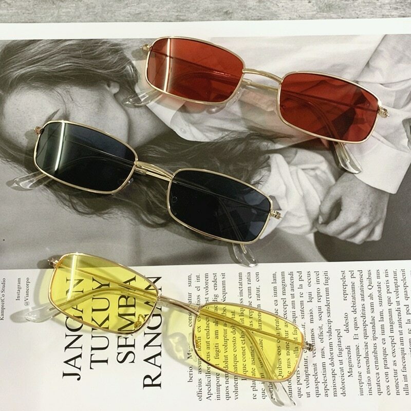 Classic Candy Color Women's Glasses Retro Small Oval Women's Sungalsses Metal Rectangular Korea Fashion UV400 Eyewear 2022 Trend