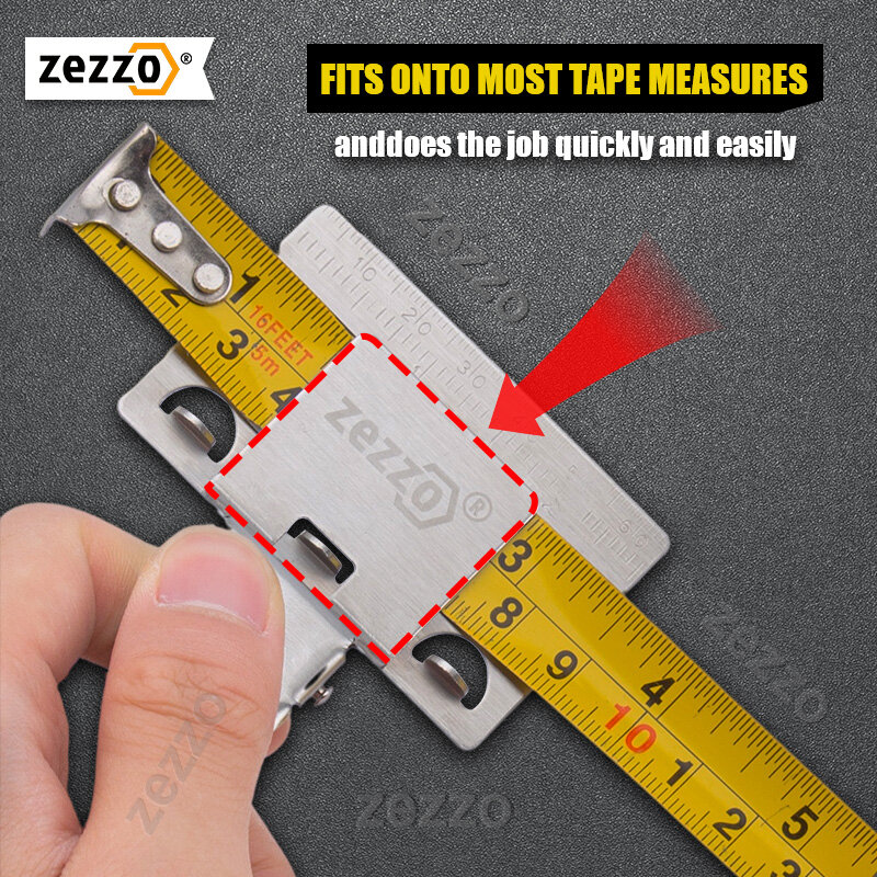 1/2PC Zezzo®Porte-ruban à mesurer en métal, outil de mesure précis et clair, accessoires pour le travail du bois, outils de localisation