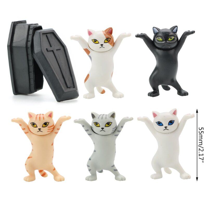 The Cat Lifted The Coffin Dancing Cat Pen Holders Mobile Phone Holder Handmade Model Ornaments