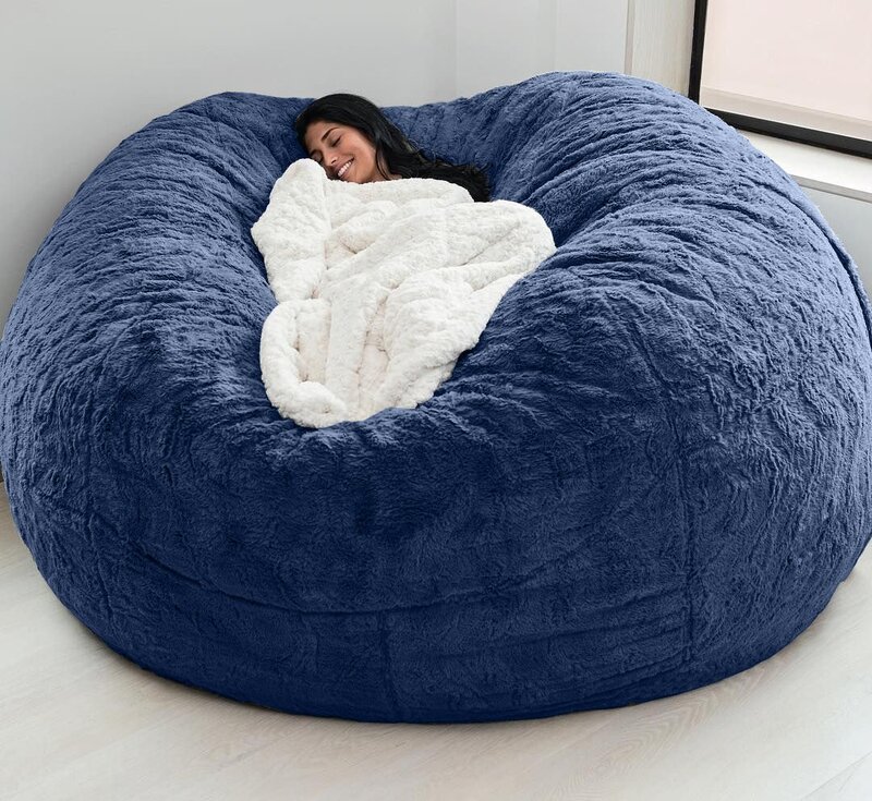 Dropshipping gigante preto pele saco de feijão capa preguiçoso sofá cadeira para sala estar beanbag espreguiçadeira capa