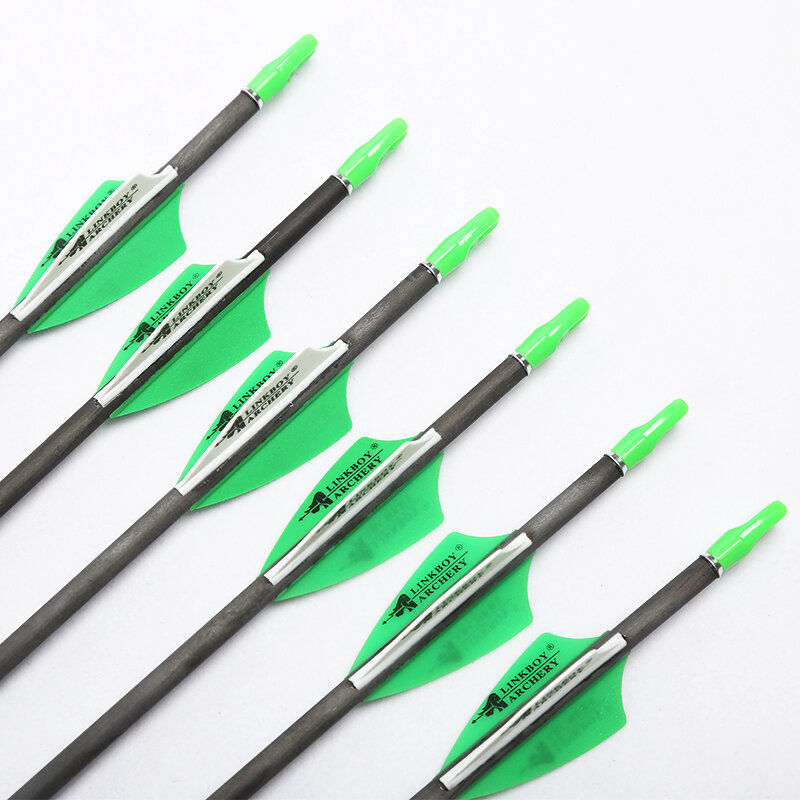 Linkboy-flechas de carbono para tiro con arco recurvo, Spine450-900 de puntas de plástico X10 de 1,75 pulgadas, id3.2 mm, 6 piezas