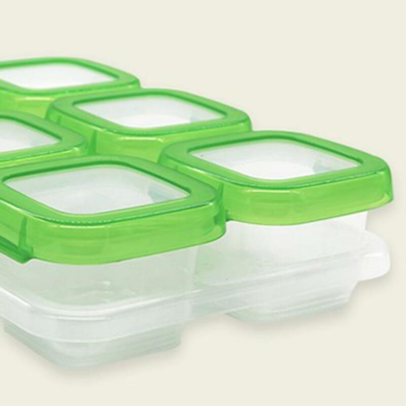 Caja de comida con cubierta verde, almacenamiento de alimentos frescos para bebés, PP, para cocina, 6 uds.