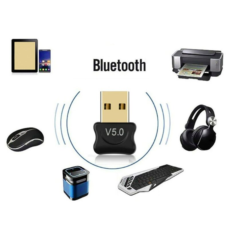 Adaptador USB Bluetooth 5.0 para computador, Transmissor para PC, Receptor de Computador, Laptop, Fone de ouvido, Impressora de áudio, Dados, Receptor Dongle