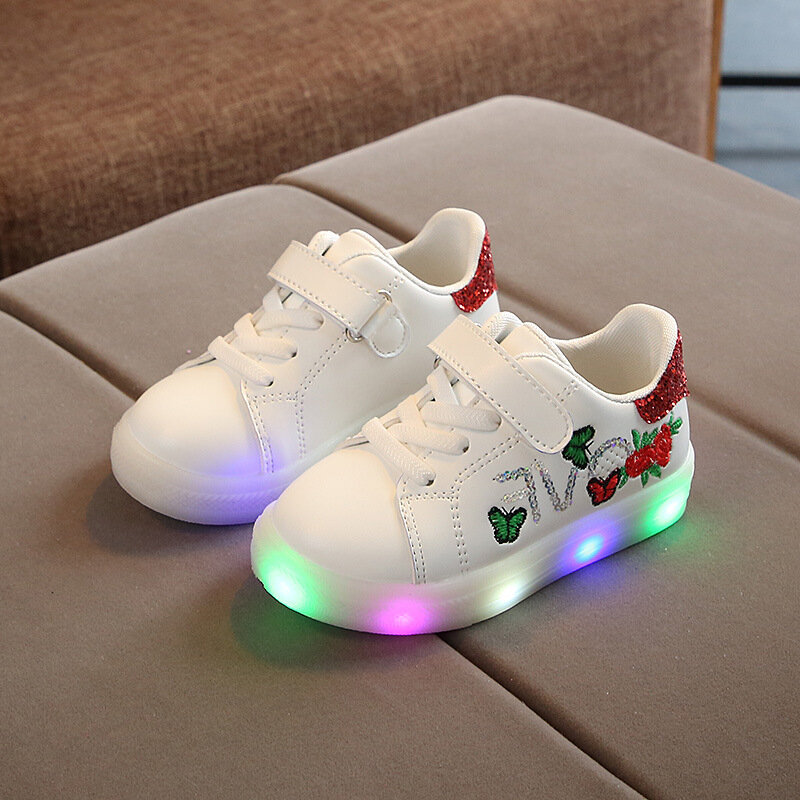 kids shoes Children's sneakers with lights girls autumn Casual glowing sports shoes Flower Child led sneakers 1 2 3 4 5 6 years
