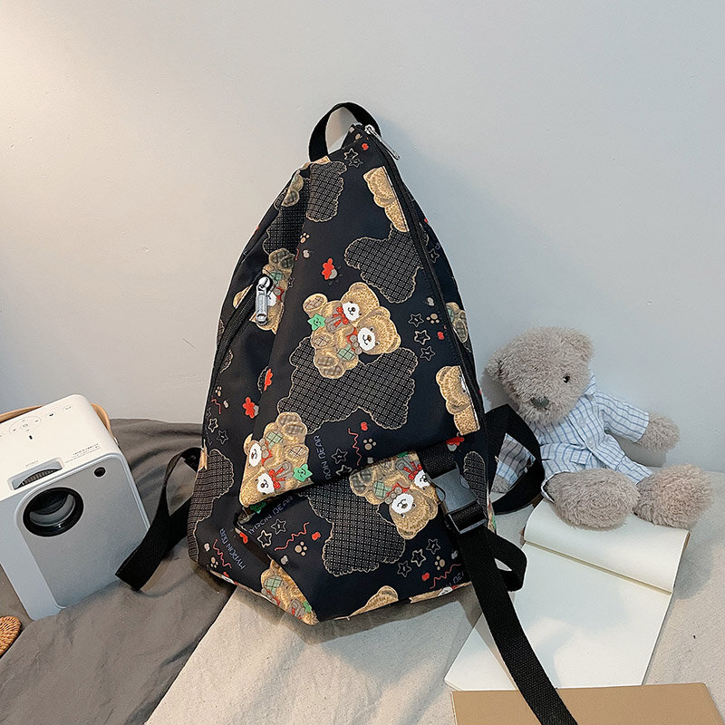 Модный женский рюкзак 2021, женский популярный школьный рюкзак в стиле ретро, Маленький Нейлоновый Белый дешевый дорожный рюкзак с милым медв...