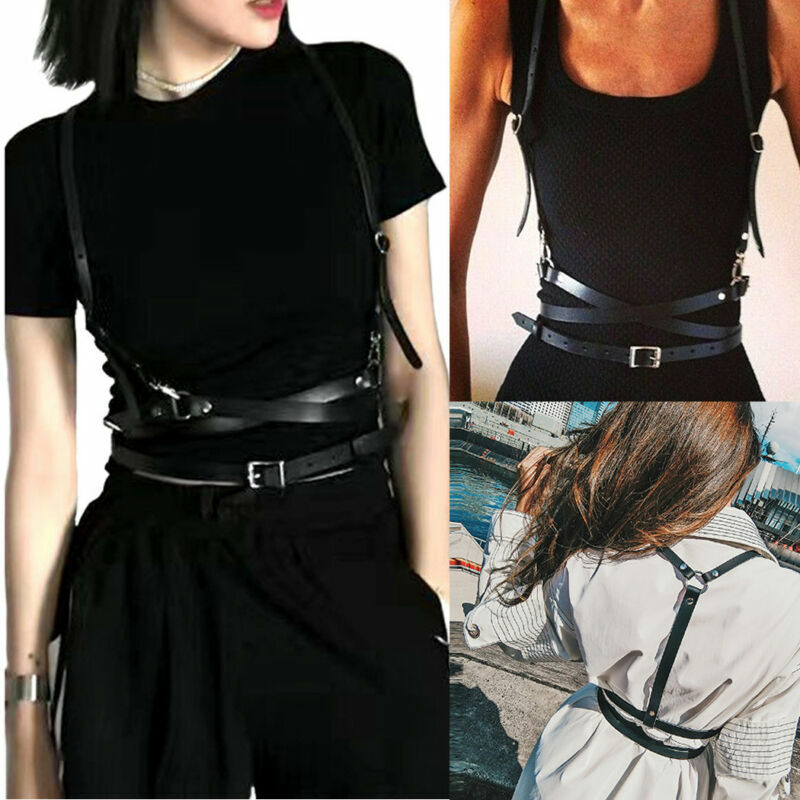 حزام نسائي مع أحزمة ، حزام نسائي ، أسود ، إكسسوارات عصرية ، حزام للجسم ، بدلة قميص