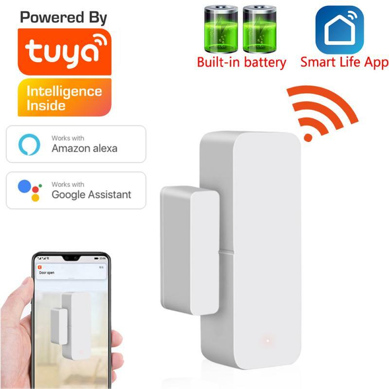 Смарт-детекторы открытой двери Tuya, совместимы с Alexa Google Home Smar Tlife App, Противоугонный датчик двери