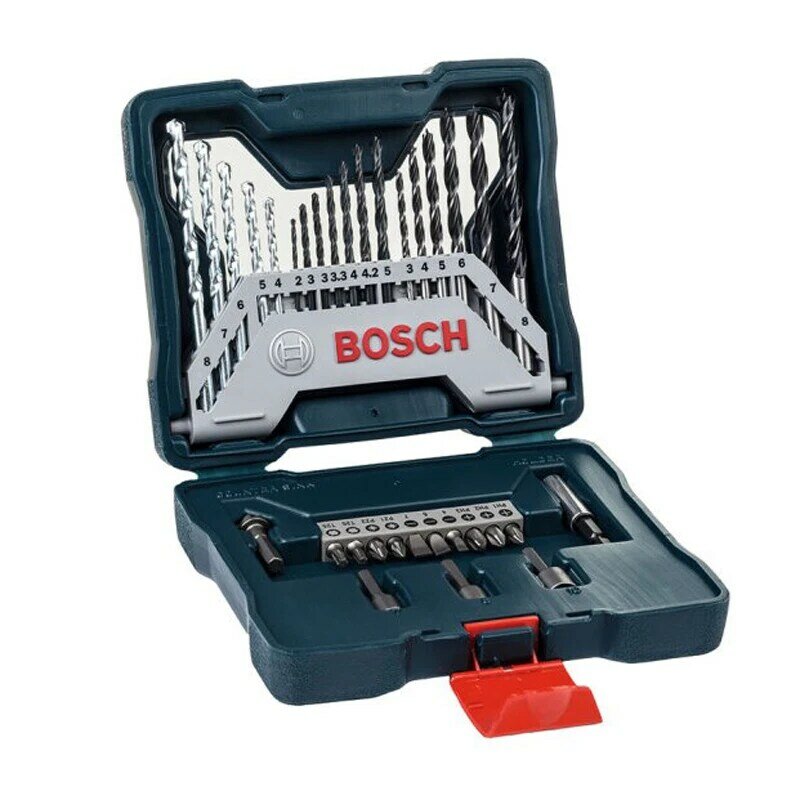 Bosch-Broca helicoidal de Metal para mampostería, juego mixto de brocas para carpintería, cabezal de destornillador, 33 piezas