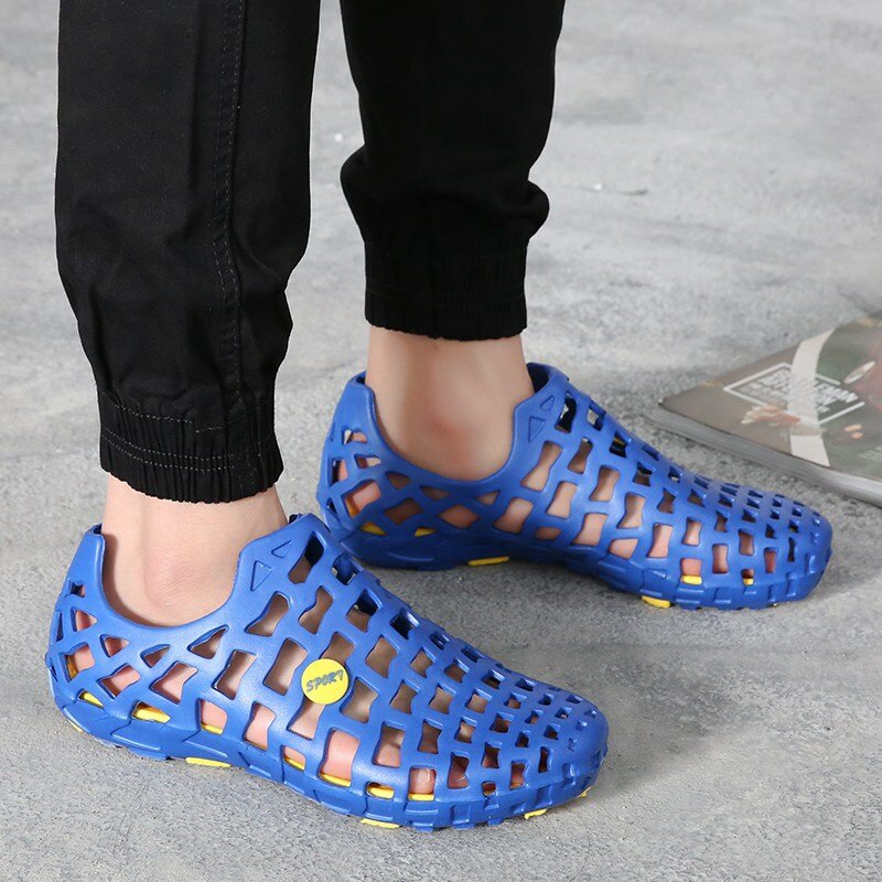2020 Новинка мужские туфли-сабо для сада летние шлепанцы EVA мужские пляжные мягкие сандалии дышащие плавательные желейные шлепанцы EVA Легкие