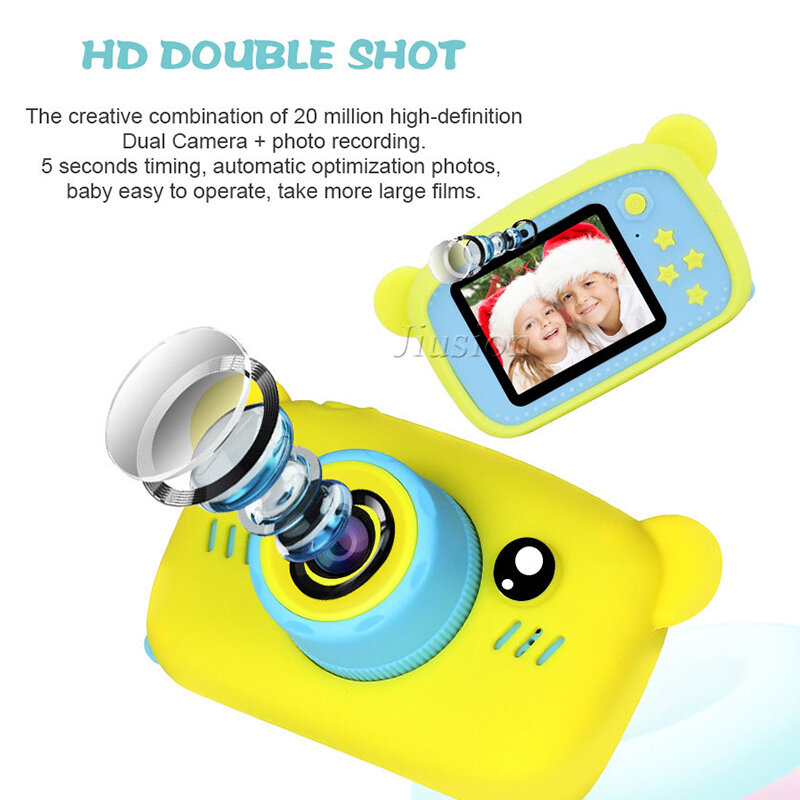 Dual Lens Cute Kids Mini Camera 1080P Children Digital Video Photo Vlog Camara Fotos Baby Kinder Child Education Toys Best Gift