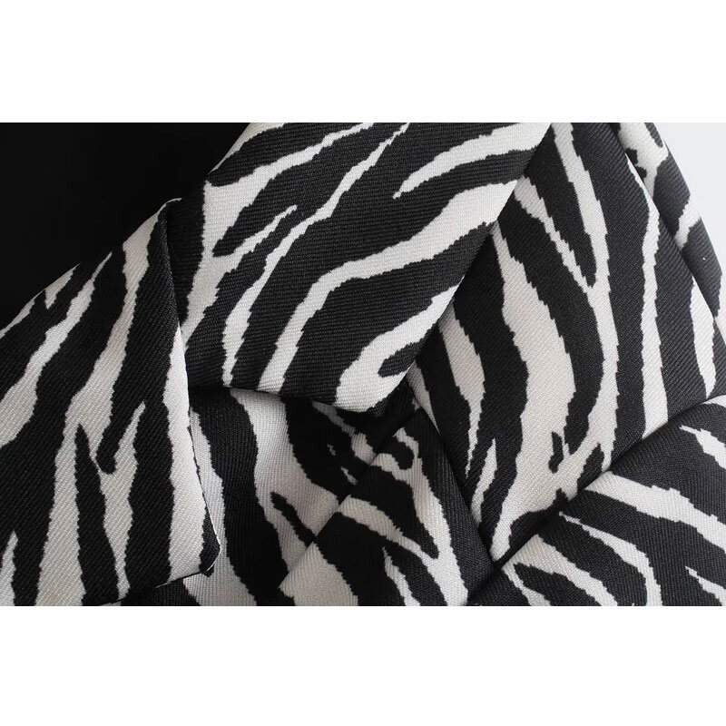Nlzgmsj Za Blazer Frauen 2021 Zebra-Print Blazer Frauen Turndown Kragen Frühling Herbst einreiher Anzug Jacke Weibliche 202110