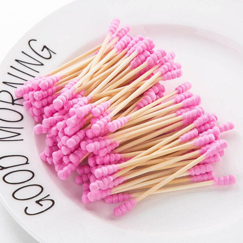 100pcs/ Pack Double Head Cotton Swab Women Makeup Cotton Buds Tip For Wood Sticks Nose Ears Cleaning Health Care Tools
