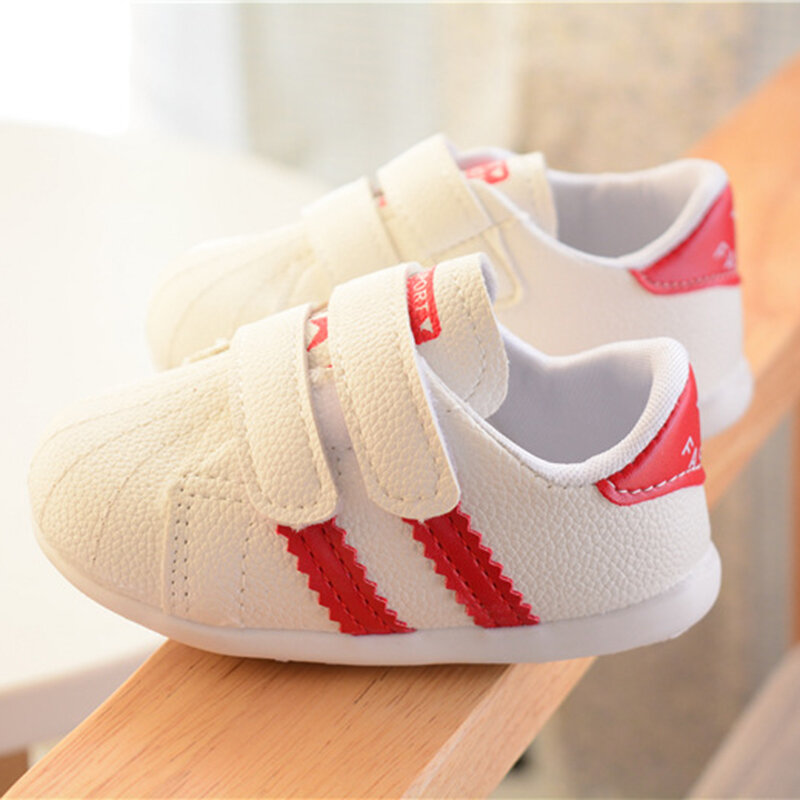 Hot Sale New PU Leather Baby Shoes Sports Shoes Solid Color Soft Cotton Boys Shoes Non-slip Newborn Toddler Boys and Girls Shoes