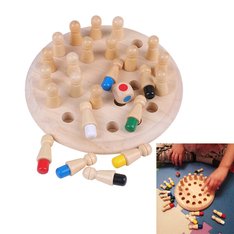 1Set niños juguete de madera del rompecabezas Memoria de Color juego de ajedrez juego intelectual niños fiesta juegos de juguetes educativos de aprendizaje