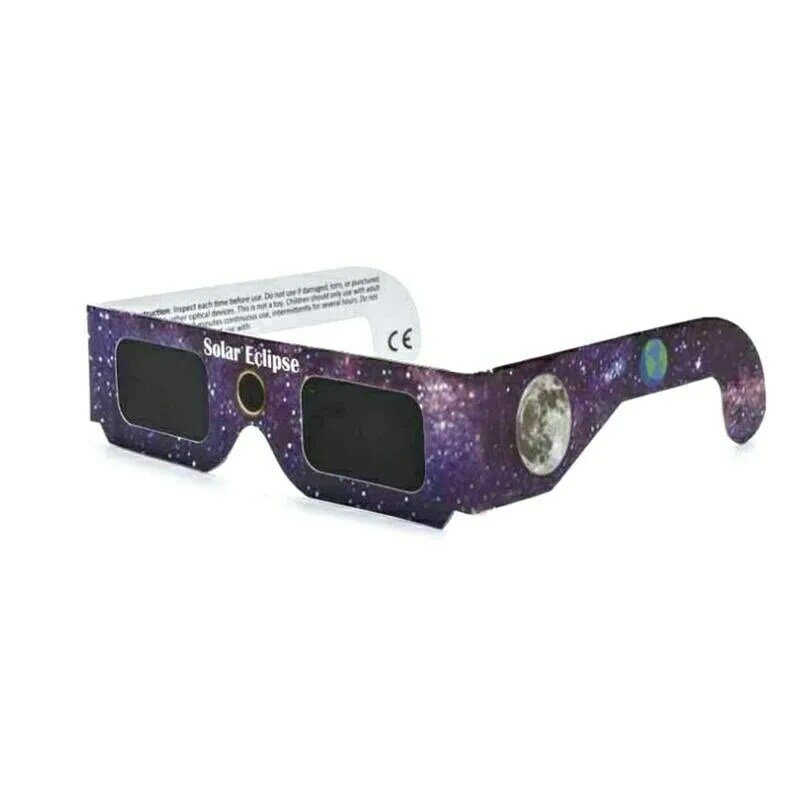 Óculos Eclipse Solar, Observação Total, Eclipse 3D ao ar livre, Cor aleatória, Visualização Anti-UV, Papel, 10pcs