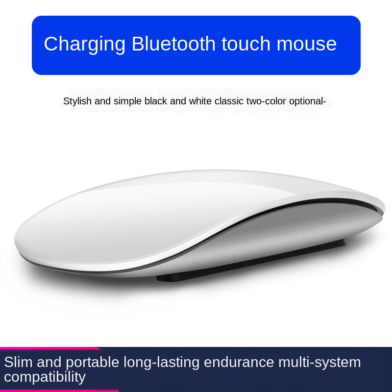 Ratón inalámbrico mágico táctil recargable, Bluetooth 5,0, portátil, ultrafino, de viaje, Compatible con PC,MAC, portátil
