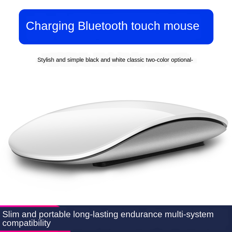 Mouse portatile ultrasottile ricaricabile Touch Magic Wireless Bluetooth 5.0 da viaggio compatibile con PC,MAC,Laptop