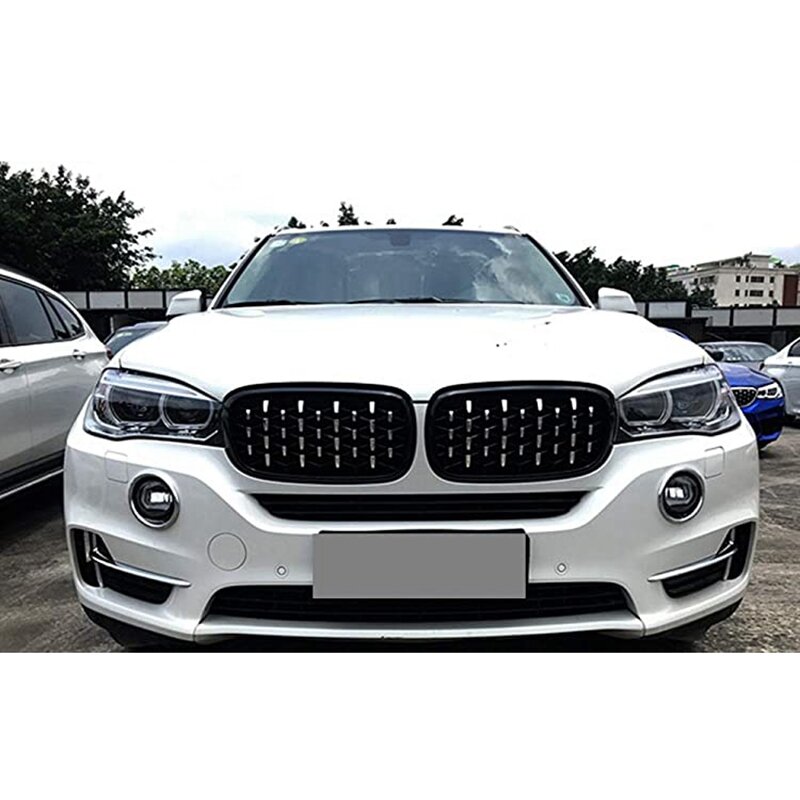 Diamond Style ABS Front Racing Grille For-BMW X5 X6 F15 F16 F85 F86 Silver+Black