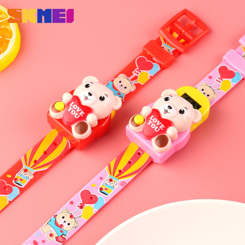 SKMEI-Nuevo diseño de oso para niños, relojes de moda de dibujos animados, reloj de pulsera para niños y niñas