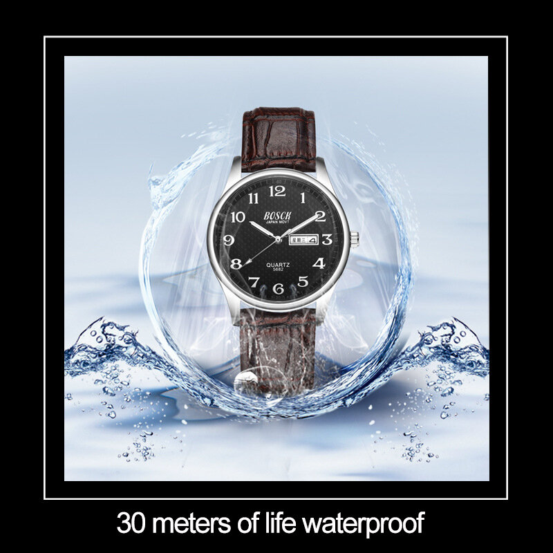 จีนภาษาอังกฤษปฏิทินนาฬิกาผู้ชาย Classic กันน้ำจำนวน Quartz นาฬิกาข้อมือและนาฬิกา Dropshipping