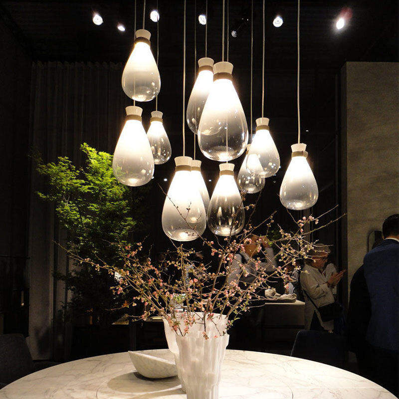 Kobucal-lámpara colgante de cristal transparente, Luz Ámbar, gris ahumado, para mesita de noche, Bar, comedor, restaurante, iluminación interior