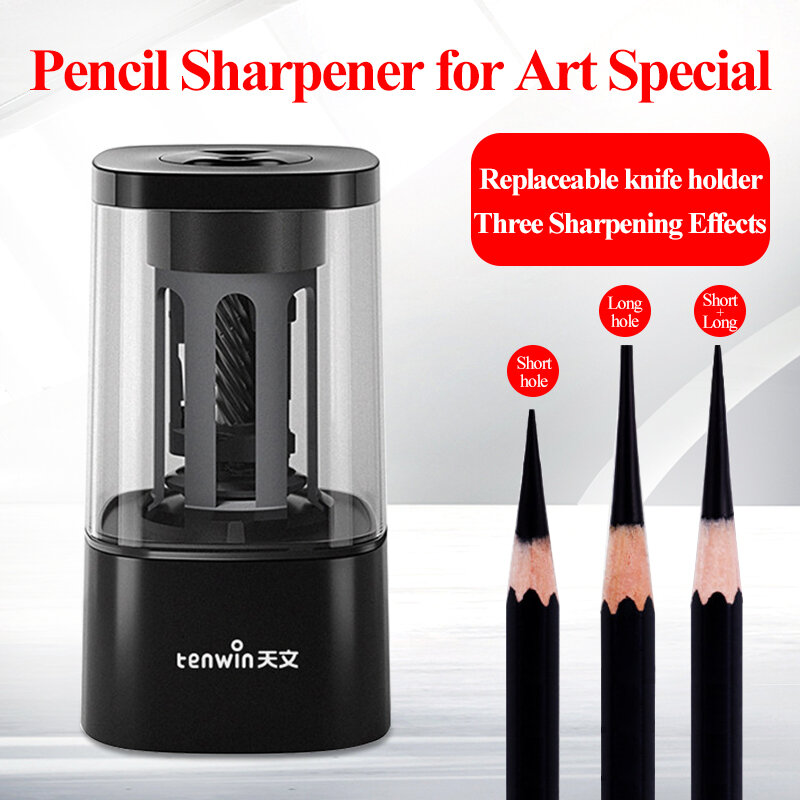 Tenwin Sketsa/Arang/Pensil Electric Pensil Rautan Power Plug-In Panjang/Pendek Lubang Switch Otomatis Pensil sharpener Pencil 8039