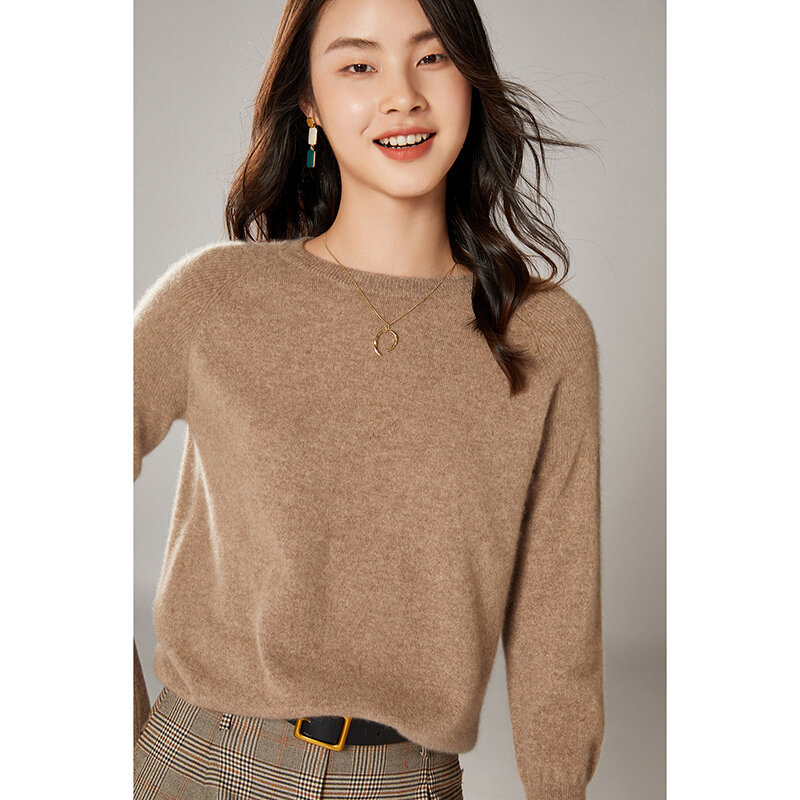100% blusas de lã pura feminino inverno oneck pulôveres quentes macios feminino manga cheia de lã jumpers frete grátis