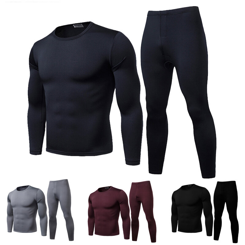 Conjunto de roupa térmica masculina, roupas térmicas de longa duração para homens, conjunto de calça termica de secagem rápida para o inverno