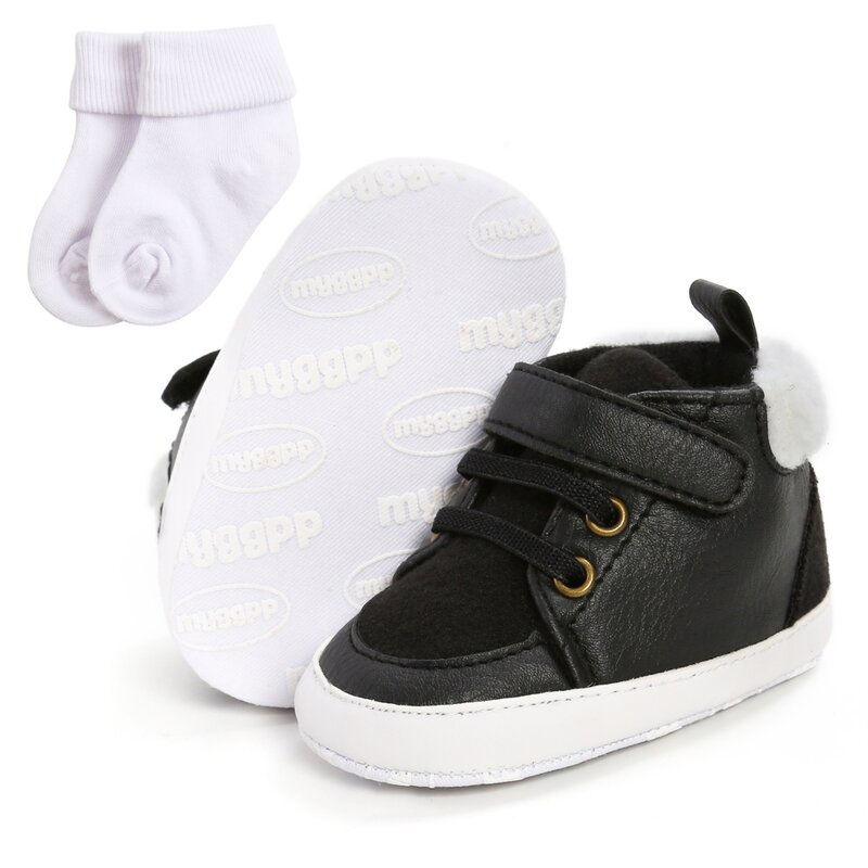 Zapatos antideslizantes de piel sintética para bebé recién nacido, zapatillas deportivas clásicas suaves, cálidas para invierno, de 0 a 18 meses