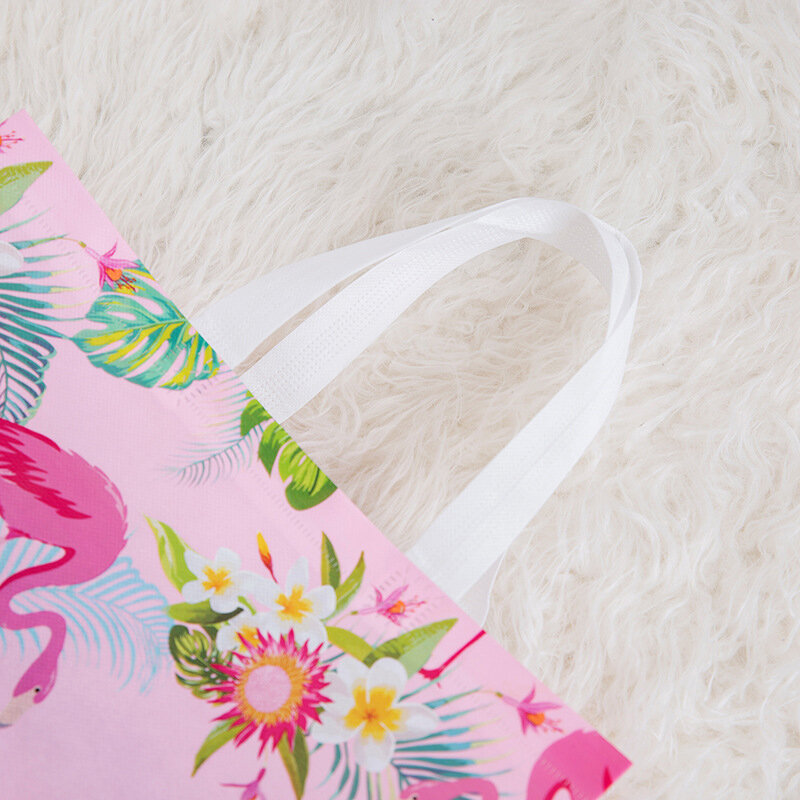 Flamingo bolsa para compras feminina, sacola de tecido não-tecido reutilizável fashion bolsa ecológica de viagem, bolsa de armazenamento para presente de festas