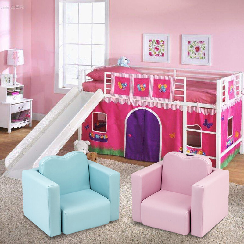 【US Warehouse】Children Sofa Multi-Functional Sofa Table and Chair Set Pink  to USA Drop Shipping