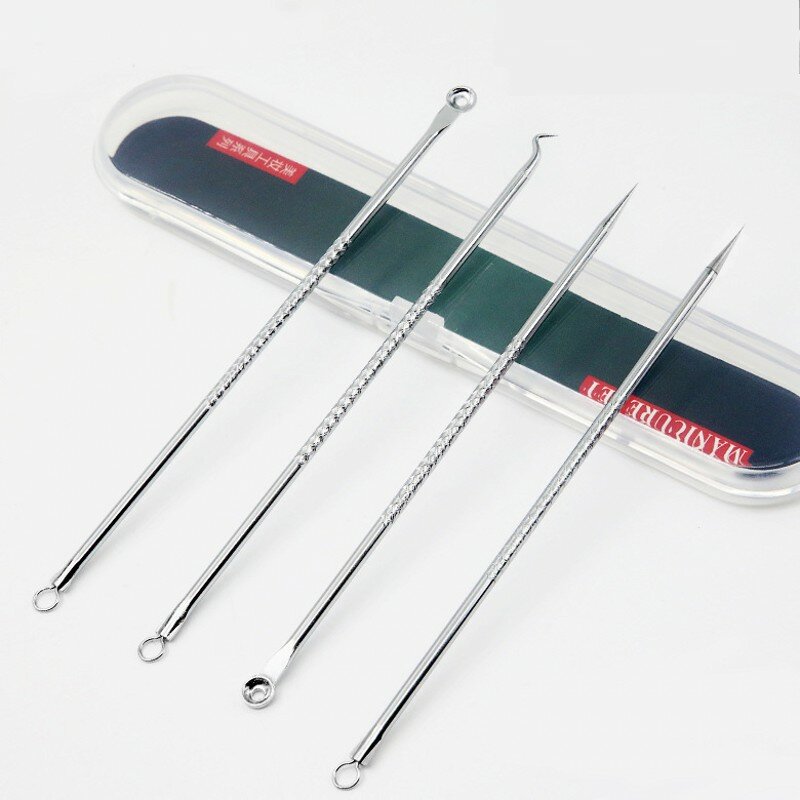 4pcs/set Blackhead Acne Remover Tool Acne Extractor Skin Care Tools Stainless Steel  Pimples Acne Blemish Removal Tools